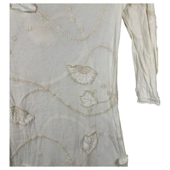 Knitted and Knotted Cream Embroidered Tunic Blouse Women's Size Small - Picture 5 of 6
